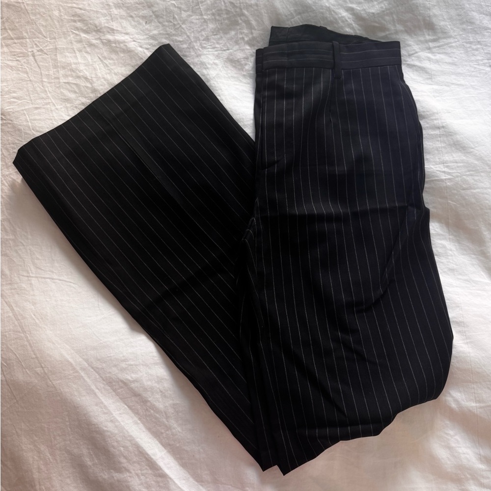 Gucci Black and Grey Pinstripe Trousers